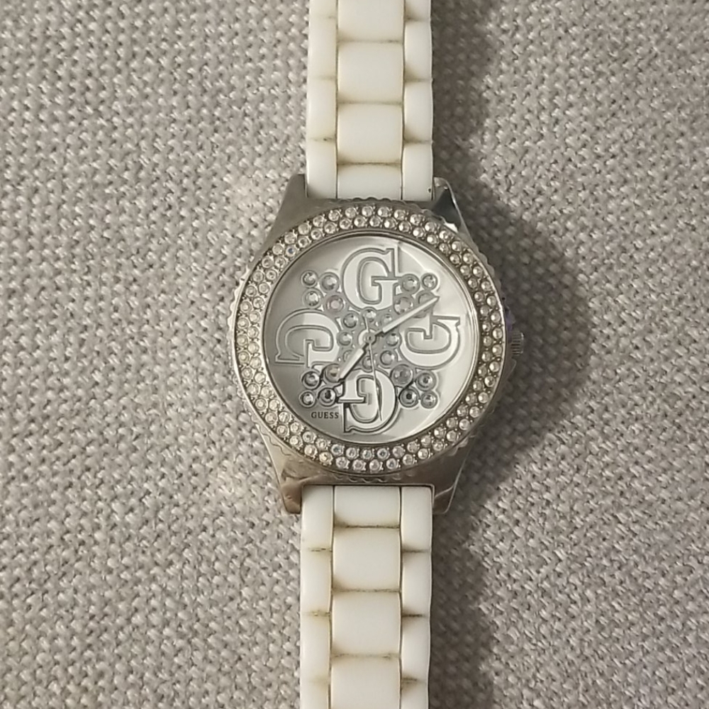 Guess White watch with Silver
